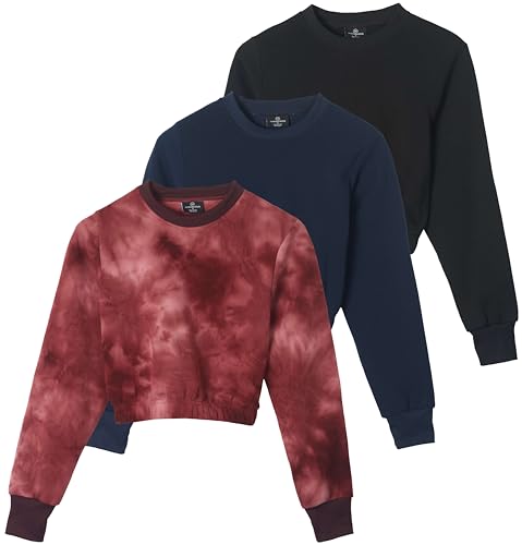 Real Essentials 3 Pack: Women's Fleece Cropped Sweatshirt - Long